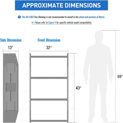 SH-4303 Steel Van Shelving Storage System, 32" W x 43" H x 13" D - Image 2