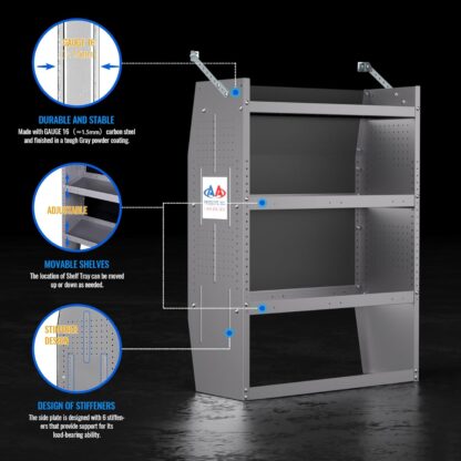 SH-4303 Steel Van Shelving Storage System, 32" W x 43" H x 13" D - Image 7